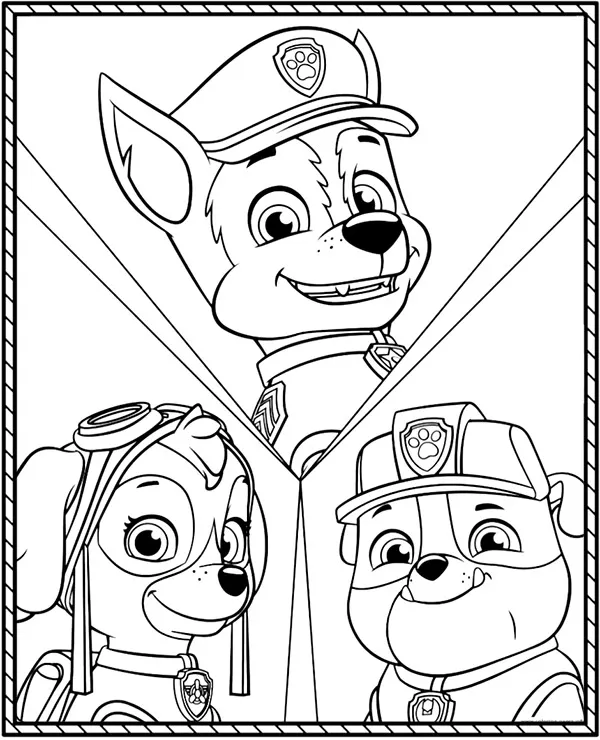 kolorowanka psi patrol trio