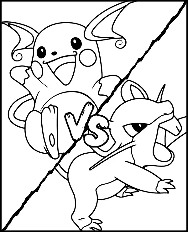 kolorowanka raichu vs rattata