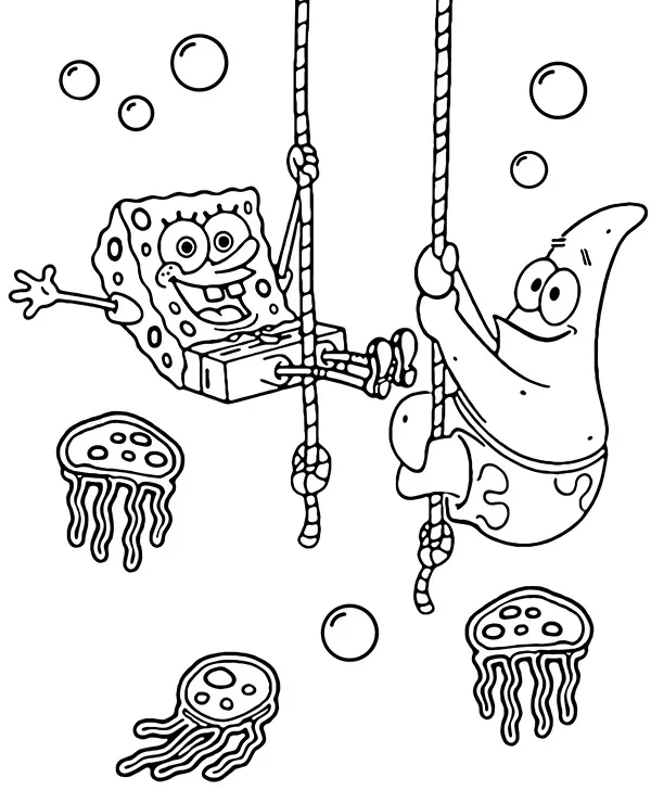 kolorowanka spogebob i patryk meduzy