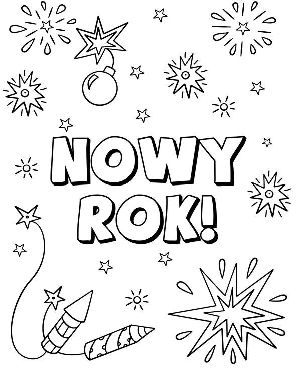 kolorowanka szczesliwego nowego roku malowanka