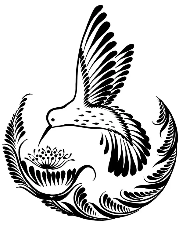 kolorowanka tatuaz koliber kwiat