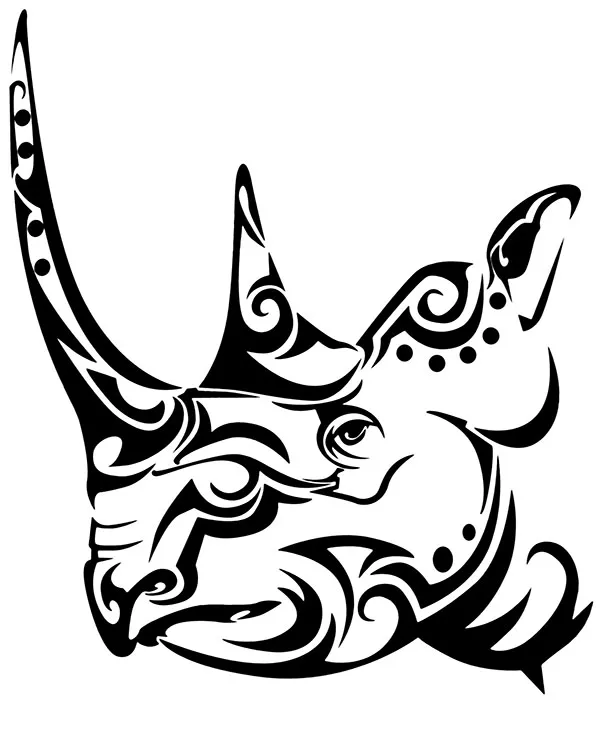 kolorowanka tatuaz nosorozec