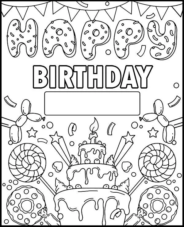 kolorowanka urodzinowa happy birthday