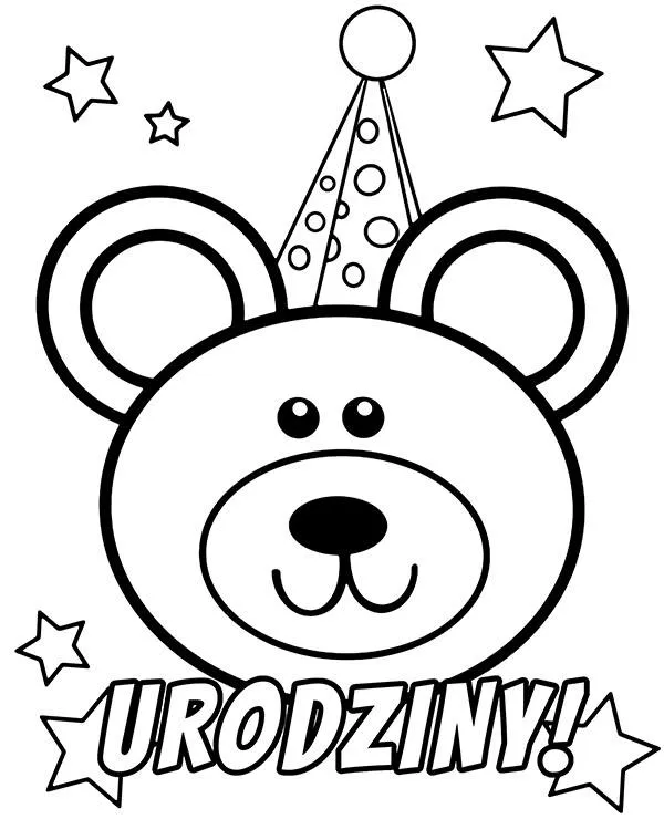 kolorowanka urodzinowa mis urodziny
