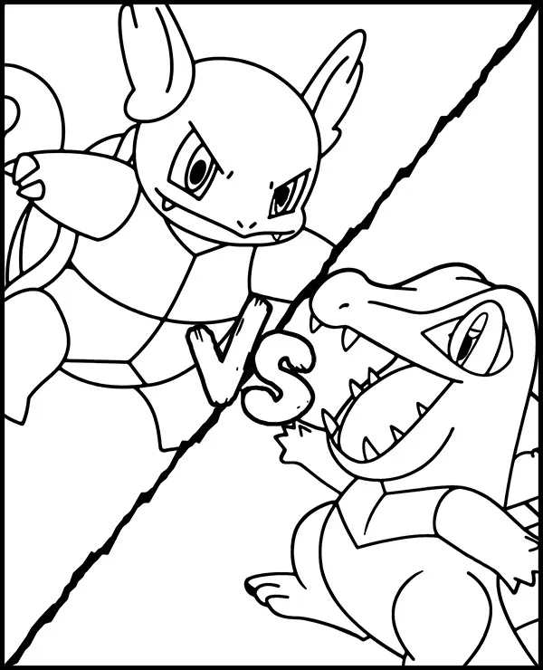 kolorowanka wartortle vs totodile