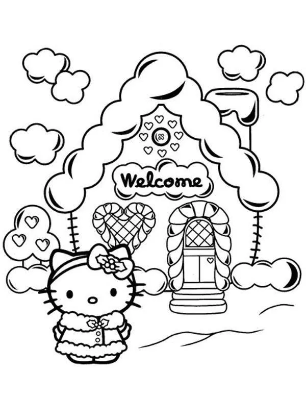 kolorowanka zimowa hello kitty