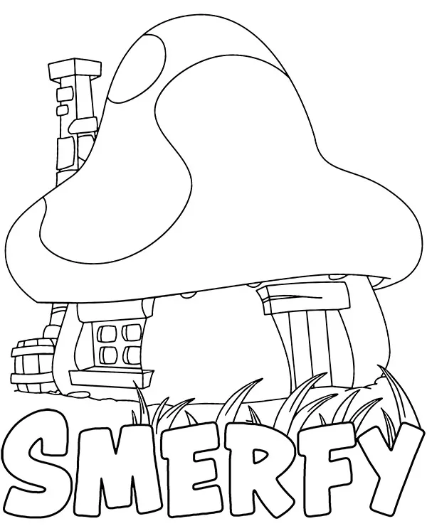 kolorowanki smerfy do druku domek