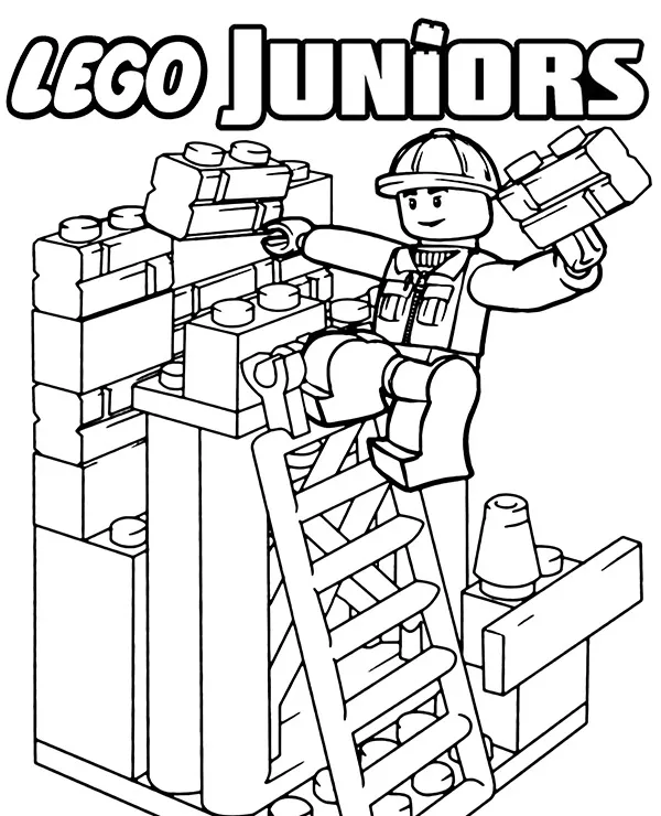 lego juniors budowniczy kolorowanka