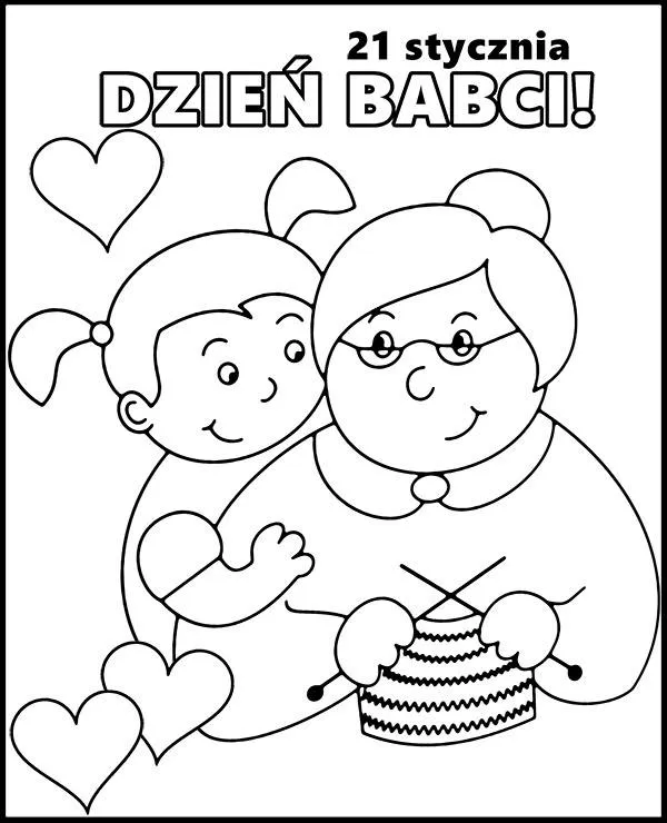 malowanka dzien babci druty