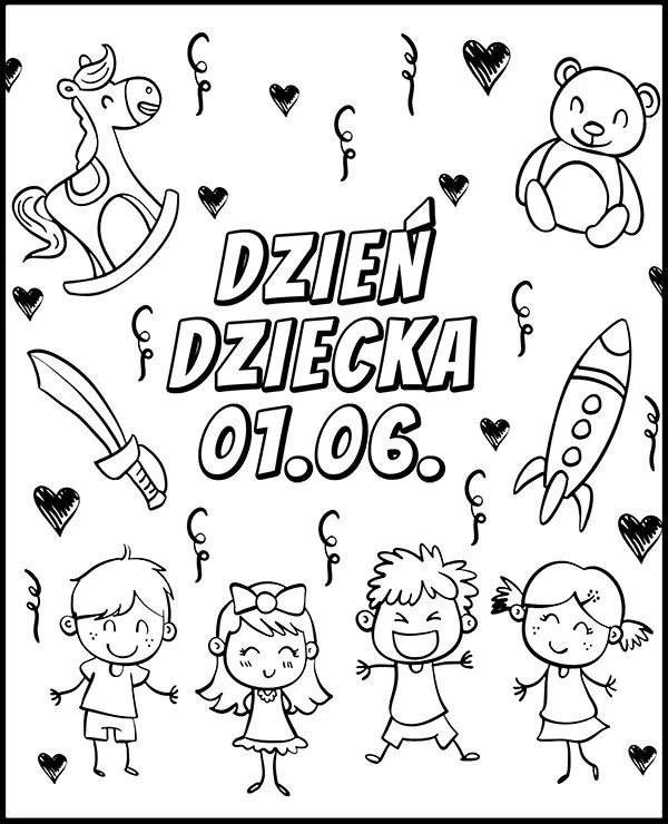 malowanka dzien dziecka zabawki
