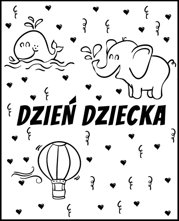 malowanka dzien dziecka zwierzeta