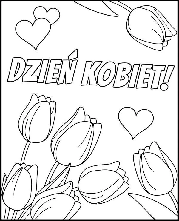 malowanka dzien kobiet kwiat tulipany