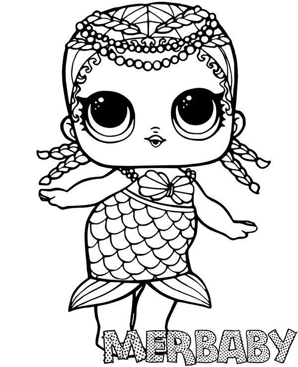 malowanka lalka merbaby doll lol surprise kolorowanka