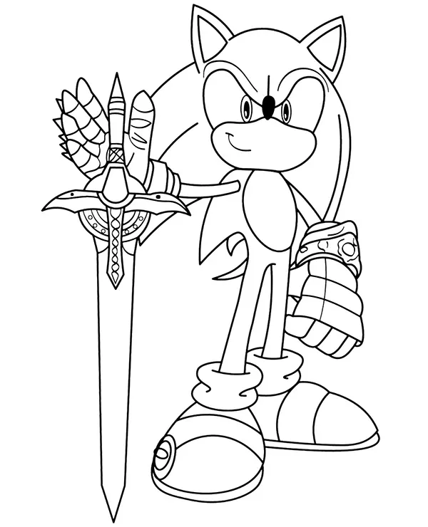 malowanka z sonic z mieczem