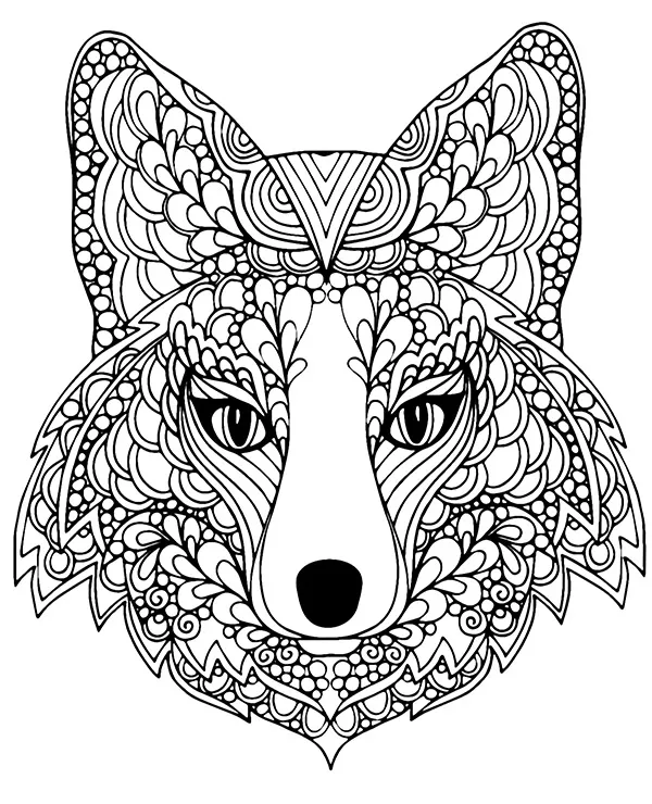 mandala kolorowanka glowa lisicy