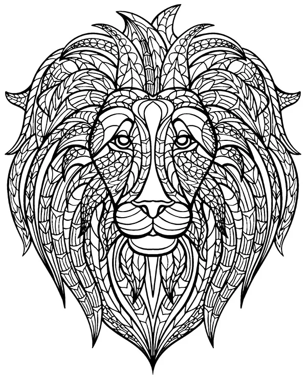 mandala kolorowanka glowa lwa