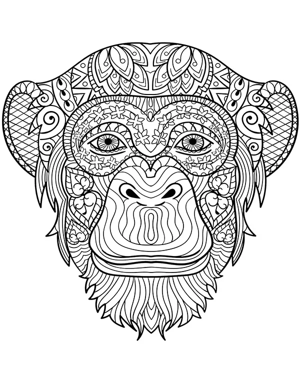 mandala kolorowanka glowa malpy