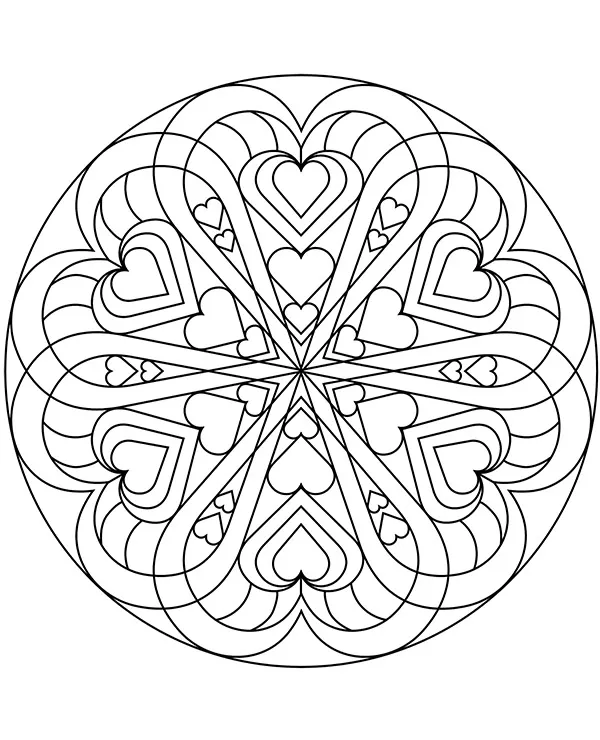mandala okragla serca