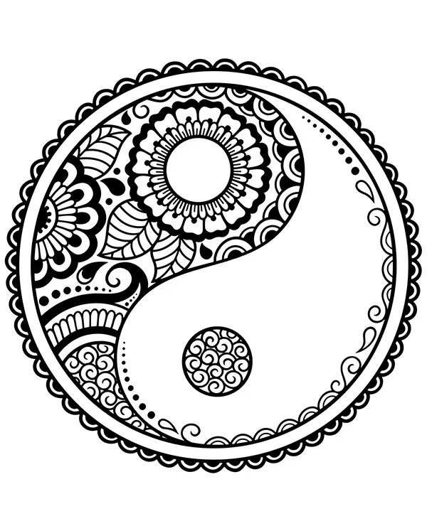 mandala symbole kolorowanka jing jang