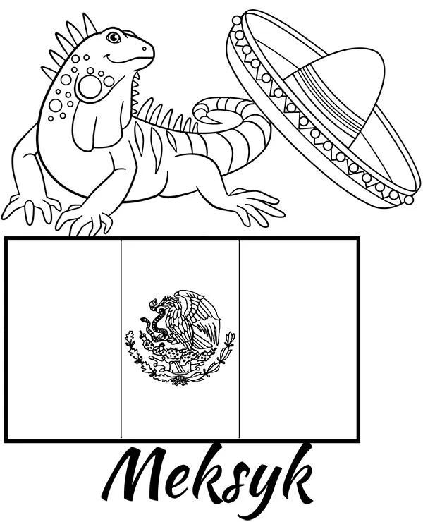 meksyk flaga iguana malowanka
