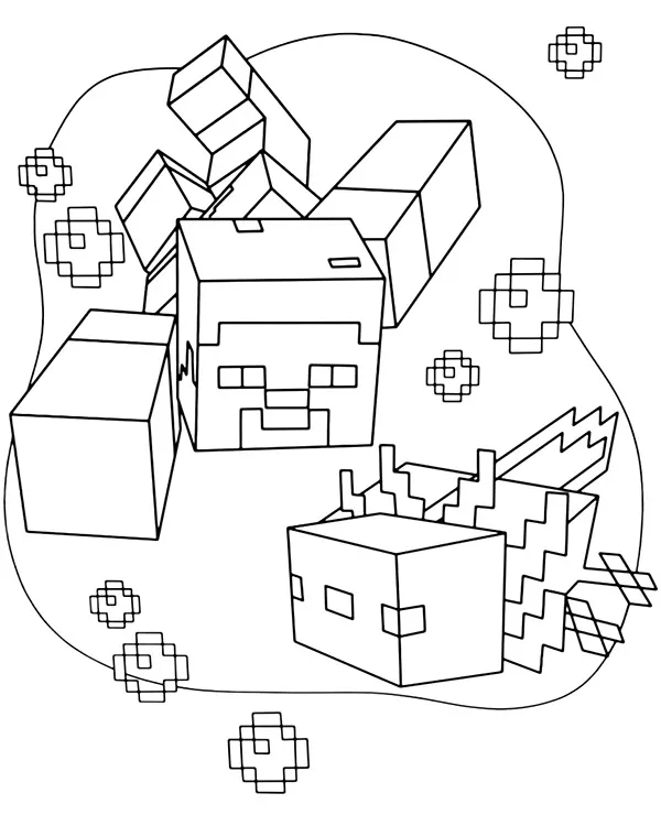 minecraft kolorowanka aksolotl
