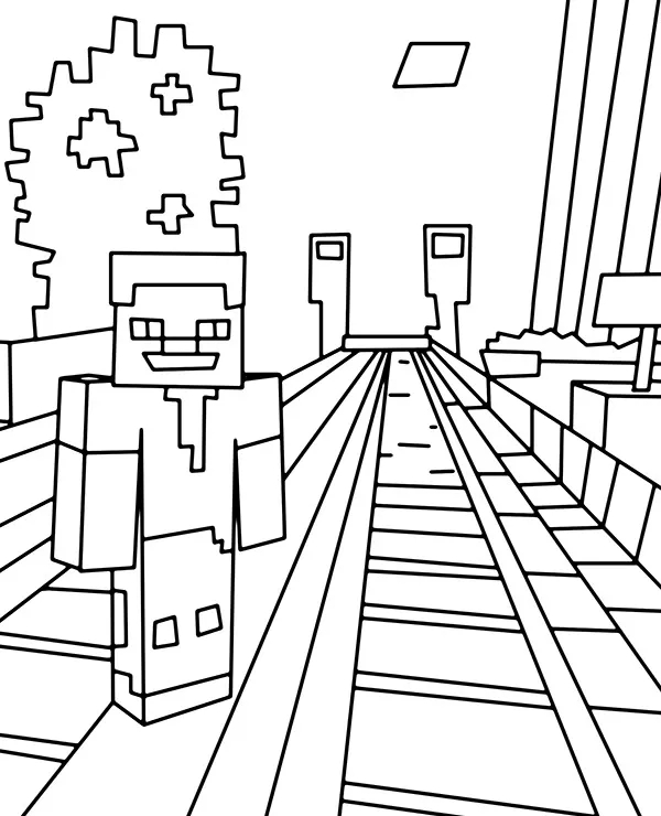 minecraft kolorowanka stacja kolejowa