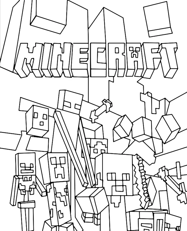 minecraft kolorowanka z napisem