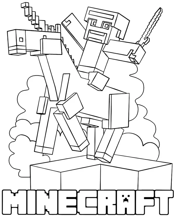 minecraft kolorowanki kon steve