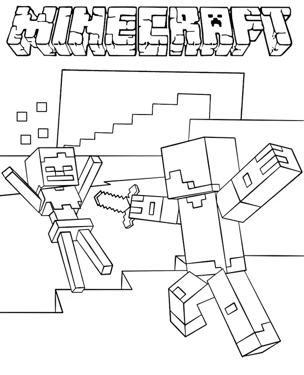 minecraft kolorowanki walka