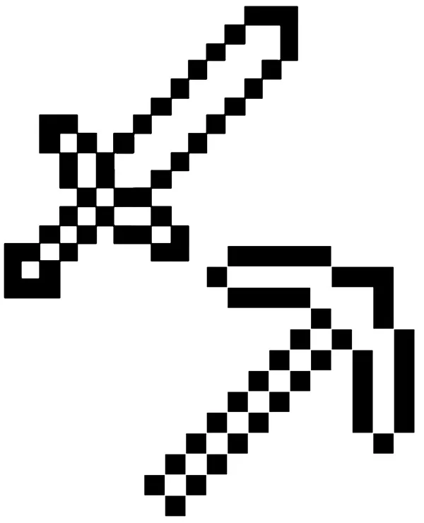 minecraft narzedzia kolorowanka miecz oraz kilof