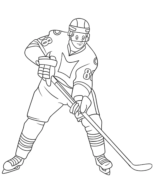 nhl zawodnik kreskowkowy kij kolorowanka