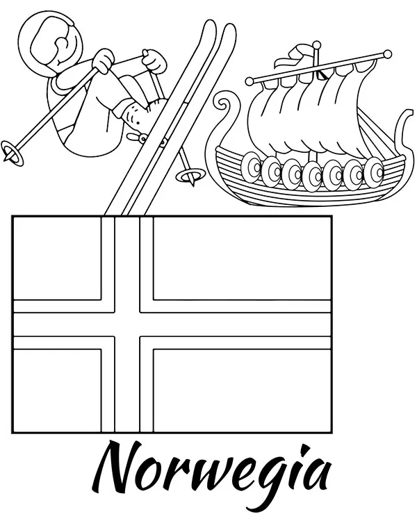 norwegia flaga kolorowanka do druku