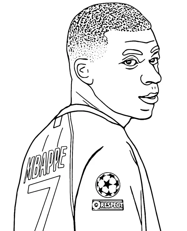 pilka nozna kolorowanka kylian mbappe