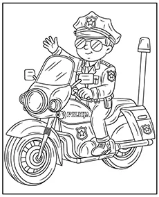 policjant na motocyklu kolorowanka mini