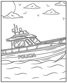 policyjny pojazd motorowka kolorowanka mini