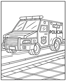 policyjny pojazd van kolorowanka mini