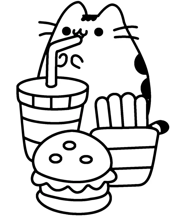 https://kolorowanki.site/wp content/uploads/2025/04/pusheen kolorowanka fastfood