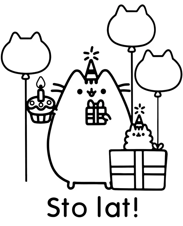 https://kolorowanki.site/wp content/uploads/2025/04/pusheen kolorowanka sto lat