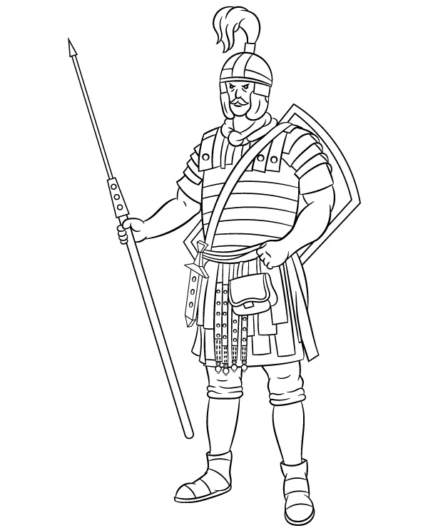 https://kolorowanki.site/wp content/uploads/2025/04/rzymski legionista z wlucznia kolorowanka