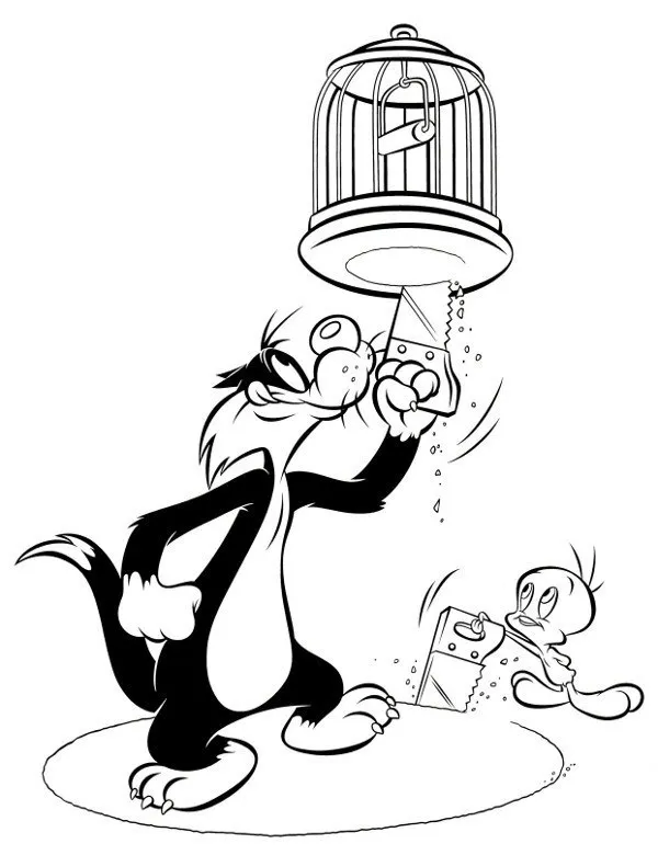https://kolorowanki.site/wp content/uploads/2025/04/Tweety sylwester kolorowanki