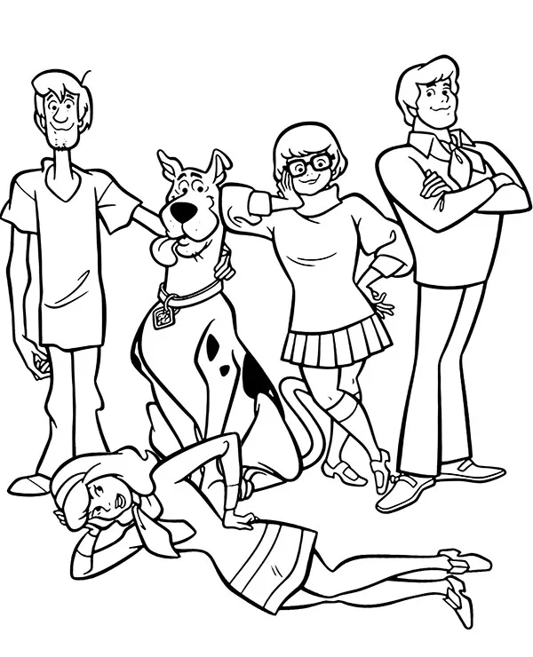 https://kolorowanki.site/wp content/uploads/2025/04/wszyscy bohaterowie bajki scooby doo kolorowanka