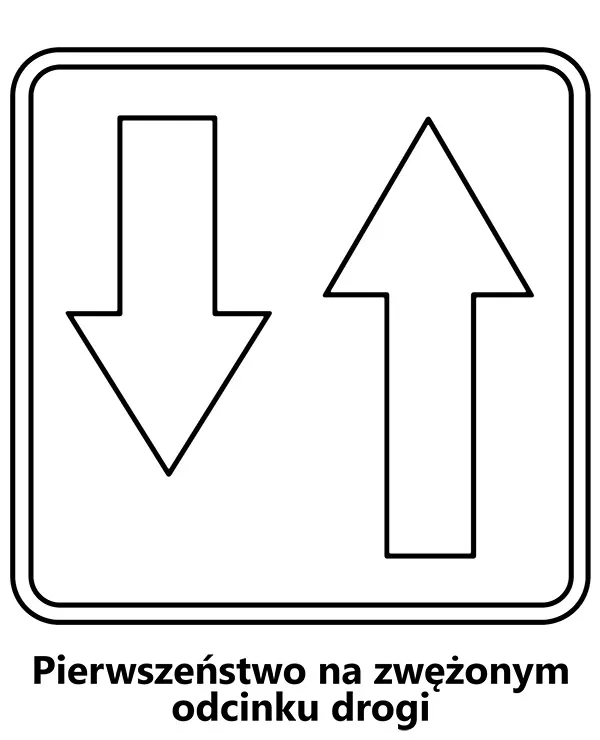 https://kolorowanki.site/wp content/uploads/2025/04/znak drogowy kolorowanka pierwszenstwo na zwezonym odcinku drogi