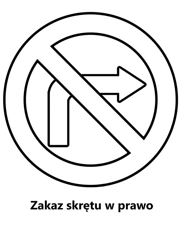 https://kolorowanki.site/wp content/uploads/2025/04/znak drogowy kolorowanka zakaz skretu z prawo