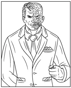Batman kolorowanka do wydruku dwie twarze Harvey Dent