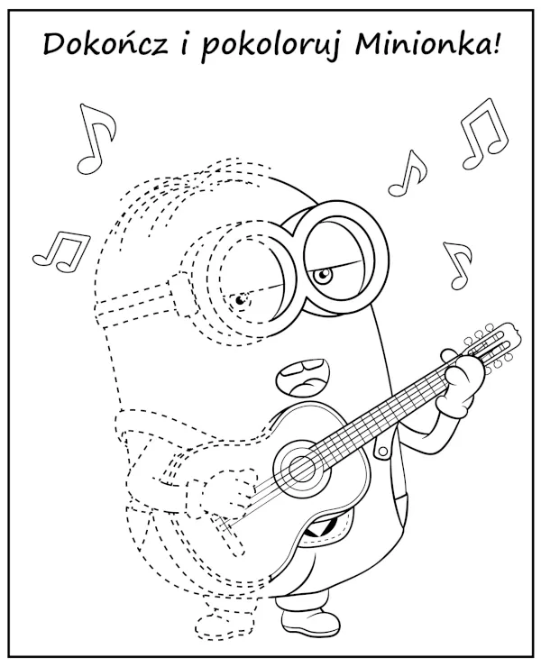 dokoncz i pokoloruj minionka