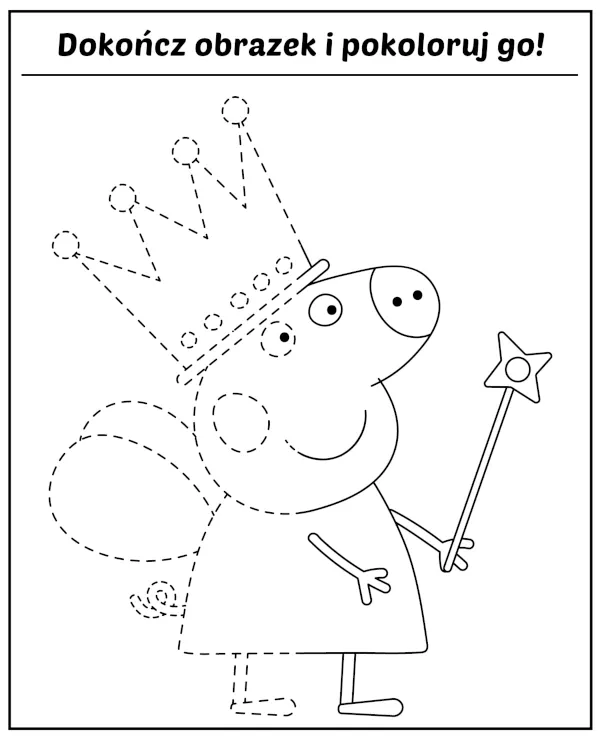 dokoncz obrazek peppa i pokoloruj