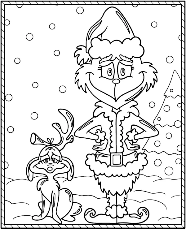 grinch kolorowanka do druku z pieskiem