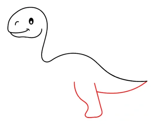 jak narysowac dinozaura krok 4 tylna noga