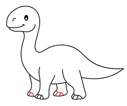 jak narysowac dinozaura krok 8 zewnetrzne pazury