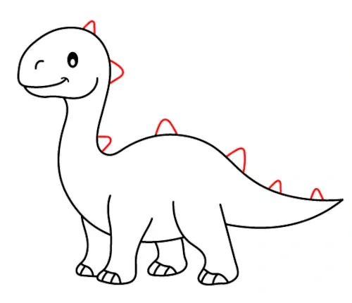 jak narysowac dinozaura krok 9 kolce